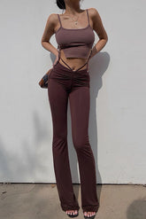 Light Thin Strappy Pants High Waist Elastic Casual Pants